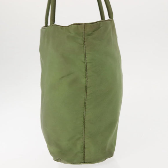 PRADA Tote Bag Nylon Green Silver Auth 146020