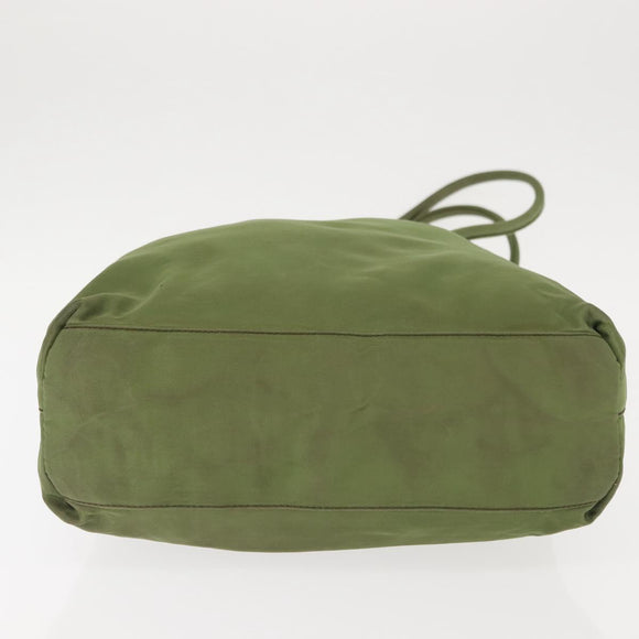 PRADA Tote Bag Nylon Green Silver Auth 146020