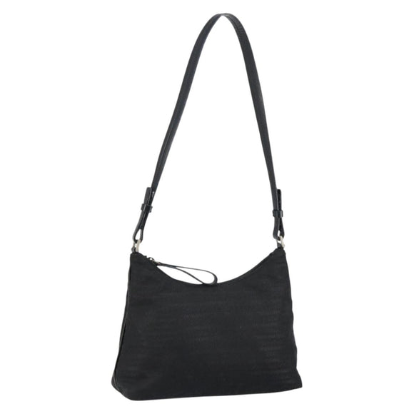 PRADA Tote Bag Nylon Black Silver Auth 146021