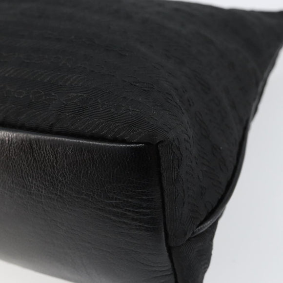 PRADA Tote Bag Nylon Black Silver Auth 146021