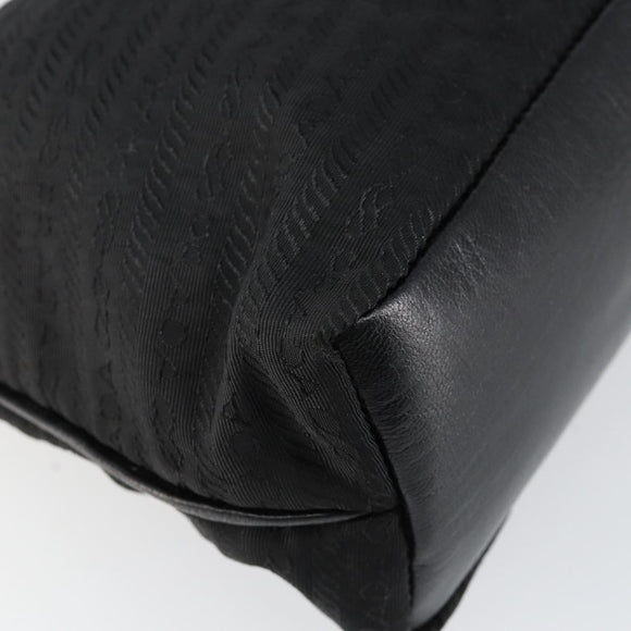 PRADA Tote Bag Nylon Black Silver Auth 146021