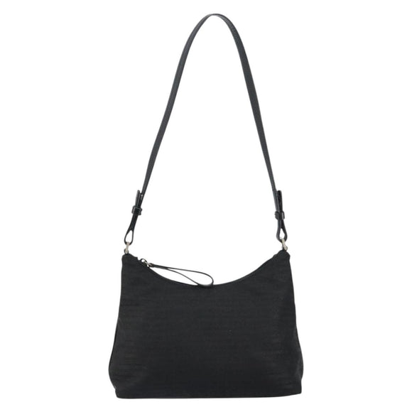 PRADA Tote Bag Nylon Black Silver Auth 146021