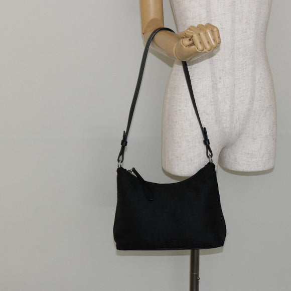 PRADA Tote Bag Nylon Black Silver Auth 146021