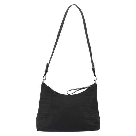 PRADA Tote Bag Nylon Black Silver Auth 146021