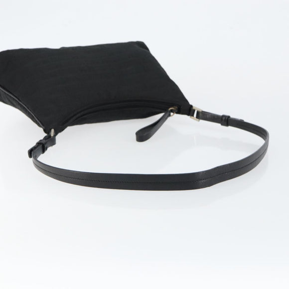 PRADA Tote Bag Nylon Black Silver Auth 146021