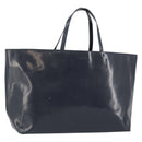 PRADA Tote Bag Enamel Navy Silver Auth 146022-1