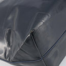 PRADA Tote Bag Enamel Navy Silver Auth 146022-19