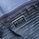 PRADA Tote Bag Enamel Navy Silver Auth 146022-21