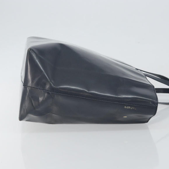 PRADA Tote Bag Enamel Navy Silver Auth 146022