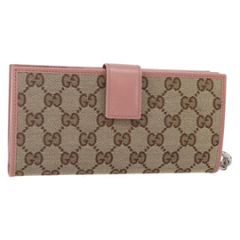 GUCCI GG Canvas Long Wallet Beige 233024 Auth 146036