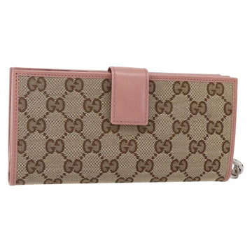 GUCCI GG Canvas Long Wallet Beige 233024 Auth 146036