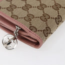 GUCCI GG Canvas Long Wallet Beige 233024 Auth 146036-11