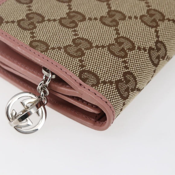 GUCCI GG Canvas Long Wallet Beige 233024 Auth 146036