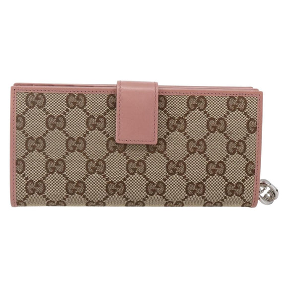 GUCCI GG Canvas Long Wallet Beige 233024 Auth 146036