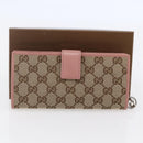 GUCCI GG Canvas Long Wallet Beige 233024 Auth 146036-22