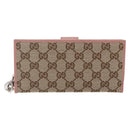 GUCCI GG Canvas Long Wallet Beige 233024 Auth 146036-3