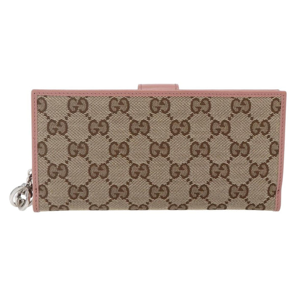 GUCCI GG Canvas Long Wallet Beige 233024 Auth 146036