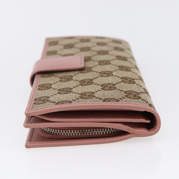 GUCCI GG Canvas Long Wallet Beige 233024 Auth 146036