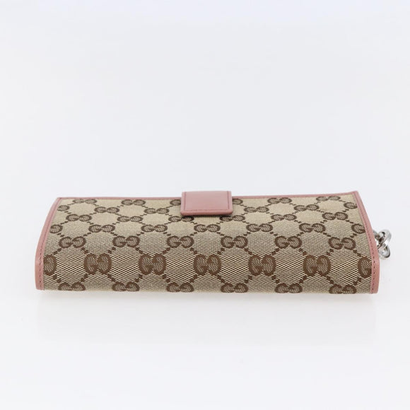 GUCCI GG Canvas Long Wallet Beige 233024 Auth 146036
