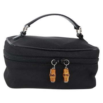 GUCCI Bamboo Vanity Hand Bag Nylon Black Silver 032 1956 0151 Auth 146043