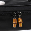 GUCCI Bamboo Vanity Hand Bag Nylon Black Silver 032 1956 0151 Auth 146043-9