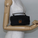 GUCCI Bamboo Vanity Hand Bag Nylon Black Silver 032 1956 0151 Auth 146043-19