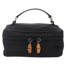 GUCCI Bamboo Vanity Hand Bag Nylon Black Silver 032 1956 0151 Auth 146043-13