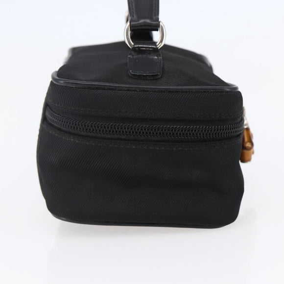 GUCCI Bamboo Vanity Hand Bag Nylon Black Silver 032 1956 0151 Auth 146043