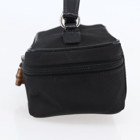 GUCCI Bamboo Vanity Hand Bag Nylon Black Silver 032 1956 0151 Auth 146043