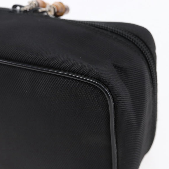 GUCCI Bamboo Vanity Hand Bag Nylon Black Silver 032 1956 0151 Auth 146043