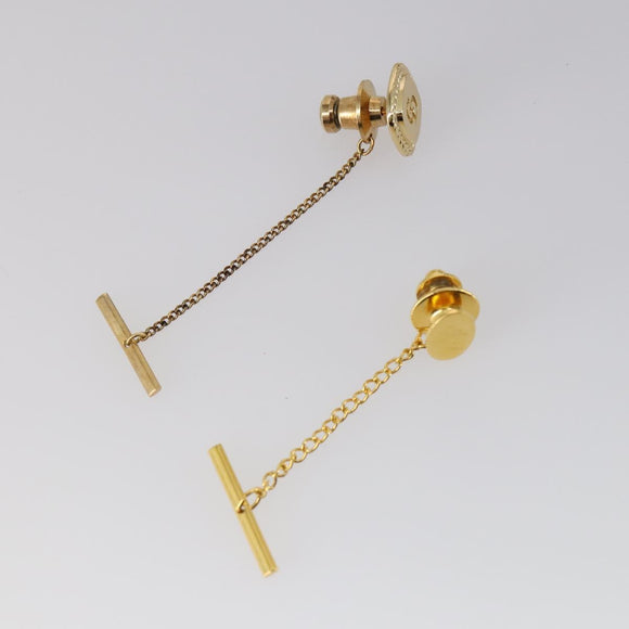 Christian Dior Nek Tie Pin Titanic metal 2Set Gold Tone Auth 146044