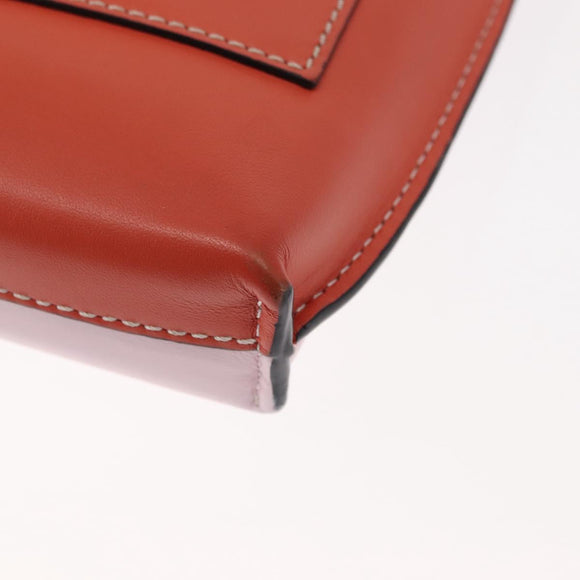 LOEWE Anagram Phone Shoulder Pouch Leather Gold Pink Orange Auth 146048