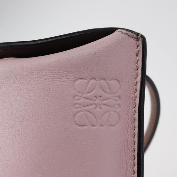 LOEWE Anagram Phone Shoulder Pouch Leather Gold Pink Orange Auth 146048