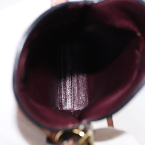 LOEWE Anagram Phone Shoulder Pouch Leather Gold Pink Orange Auth 146048