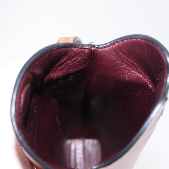 LOEWE Anagram Phone Shoulder Pouch Leather Gold Pink Orange Auth 146048