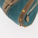 LOEWE 160th Anniversary Model Hand Bag Suede Turquoise Blue Gold Auth 146049-17