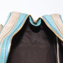 LOEWE 160th Anniversary Model Hand Bag Suede Turquoise Blue Gold Auth 146049-21