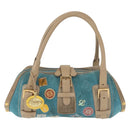 LOEWE 160th Anniversary Model Hand Bag Suede Turquoise Blue Gold Auth 146049-13