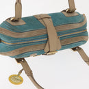 LOEWE 160th Anniversary Model Hand Bag Suede Turquoise Blue Gold Auth 146049-6