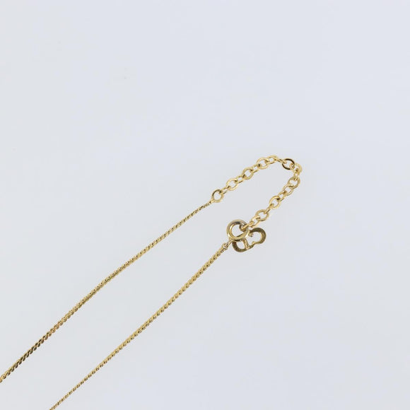 Christian Dior Rhinestone CD Logo Necklace metal Gold Tone Auth 146052