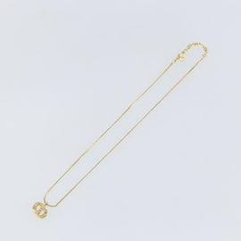 Christian Dior Rhinestone CD Logo Necklace metal Gold Tone Auth 146052 - 0