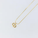 Christian Dior Rhinestone CD Logo Necklace metal Gold Tone Auth 146052-3