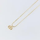 Christian Dior Rhinestone CD Logo Necklace metal Gold Tone Auth 146052-8