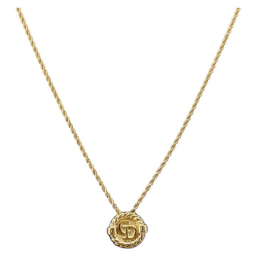Christian Dior Rope Circle CD Logo Necklace metal Gold Tone Auth 146053