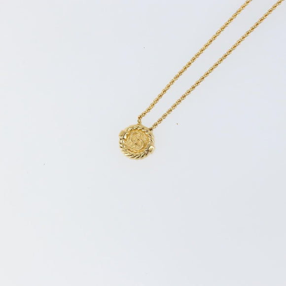 Christian Dior Rope Circle CD Logo Necklace metal Gold Tone Auth 146053