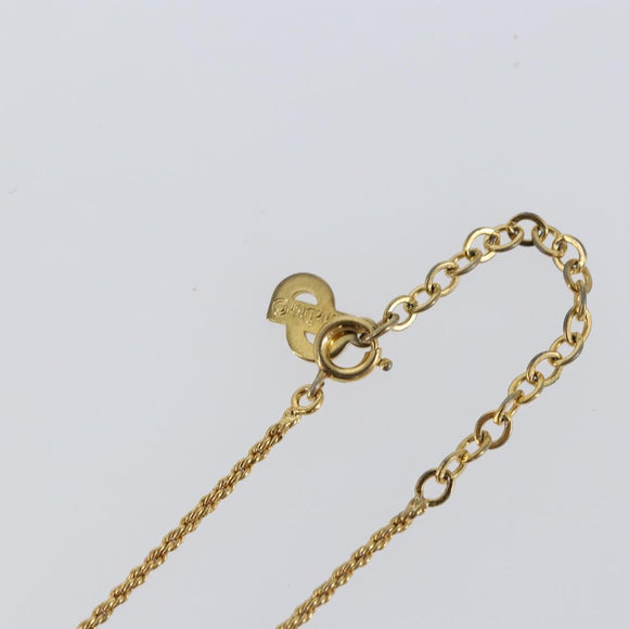 Christian Dior Rope Circle CD Logo Necklace metal Gold Tone Auth 146053