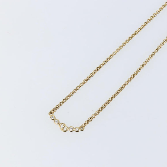 Christian Dior Rhinestone CD logo Necklace metal Gold Tone Auth 146055