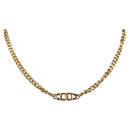 Christian Dior Curve Chain CD logo Necklace metal Gold Tone Auth 146056-1