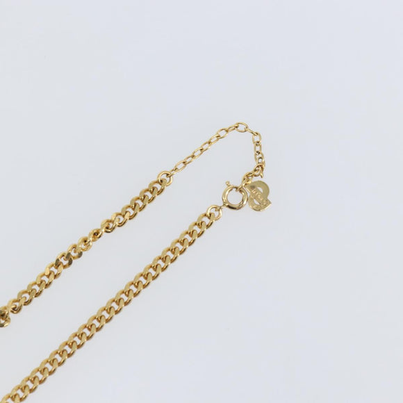 Christian Dior Curve Chain CD logo Necklace metal Gold Tone Auth 146056