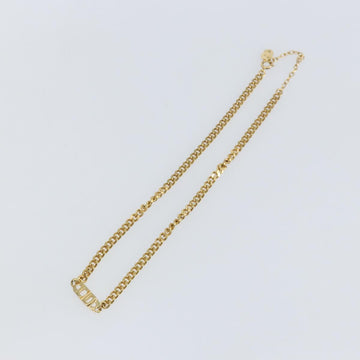Christian Dior Curve Chain CD logo Necklace metal Gold Tone Auth 146056 - 0